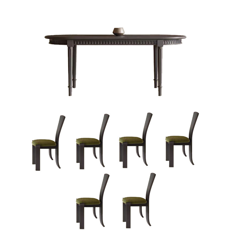 Ensemble de table et chaises de style français antique, Noir, Noir