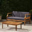 Table basse d'extérieur en bois avec finition et coussins de siège d'eau et table basse d'inspiration Mid-Century