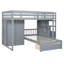 Lit superposé gris avec rangement pratique - Gardez votre chambre à coucher propre et bien rangée. Double au-dessus de la taille simple. Garde-robe et tiroirs. Space Optimizer. 97,9 po x 80 po x 64,6 po Fabrication en bois massif. Support solide-1700096000-1700096001