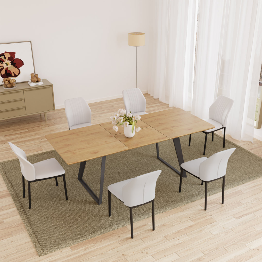 130-170Cm Extendable Dining Table Set Modern 4-6 Person Dining Table And Chair Set Rectangular Dining Table; Space-Saving Multifunctional Dining Table