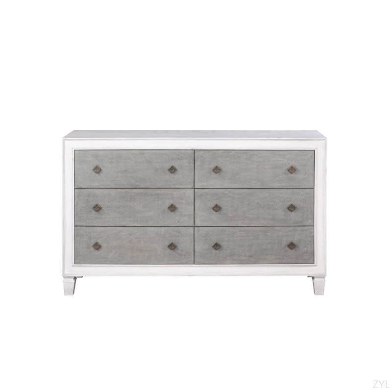 Commode rustique gris et blanc vieilli