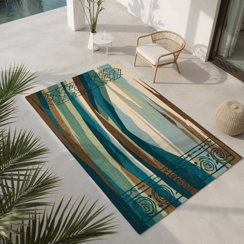Skyborn Valleys Indoor And Outdoor Area Rug, Rectangle 5' x 7'