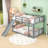 Euretta Twin Over Twin Bunk Bed,Wood Bunk Bed with Slide and Ladder-457947950