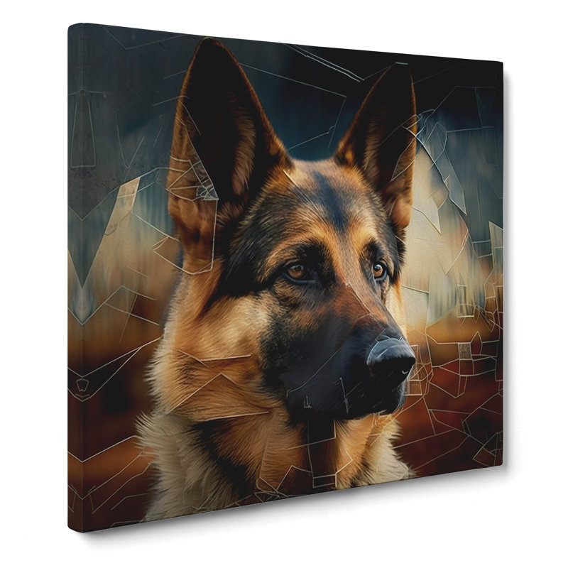 German Shepherd Precisionism - No Frame Print, 35cm H x 35cm W x 3cm D