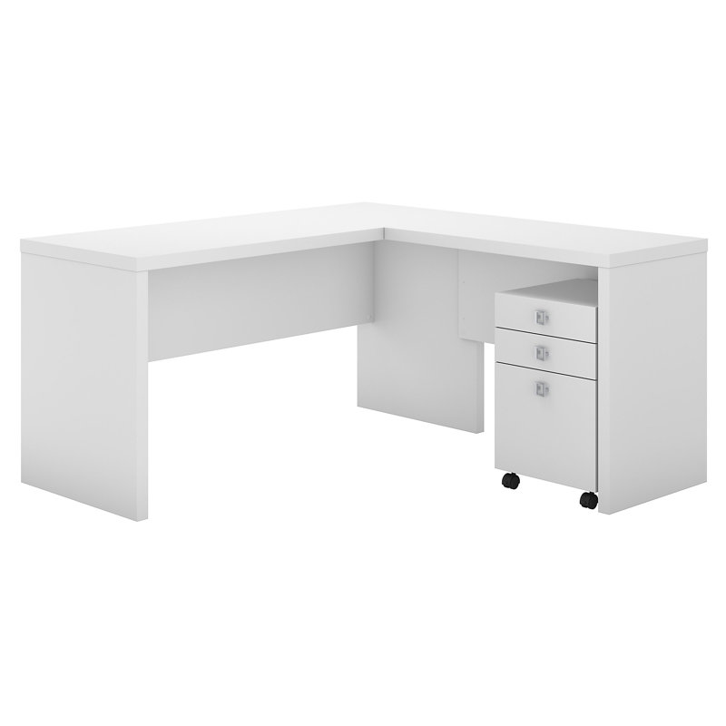 Bureau en L réversible 2 pièces Echo, Blanc pur / blanc pur