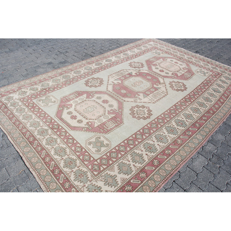 Grand tapis turc rétro Oushak au motif complexe - Tapis tissé à la main authentique