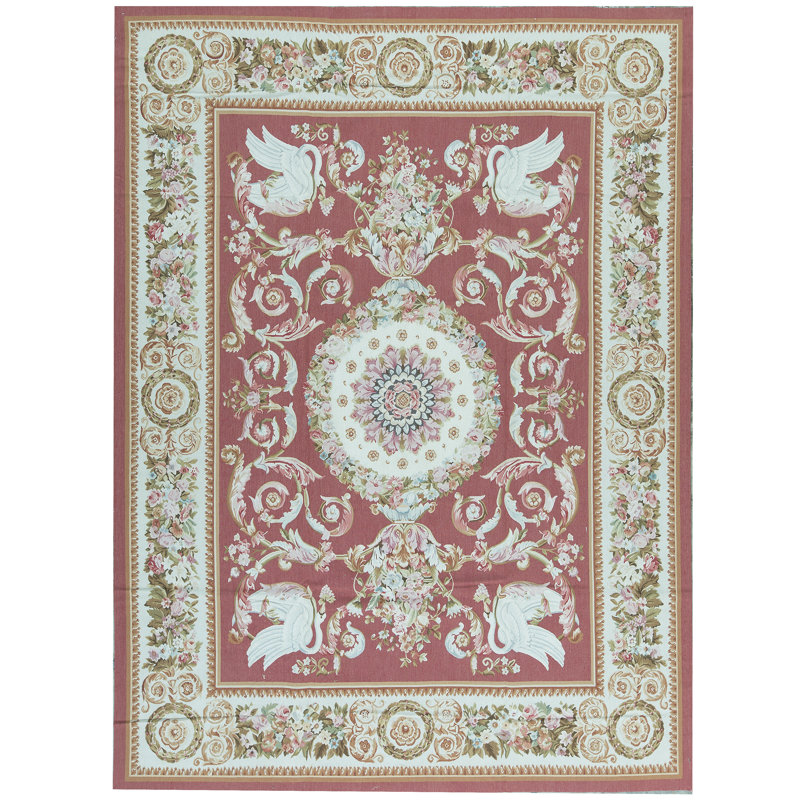 Hand-Knotted High-Quality Red and Beige Area Rug
