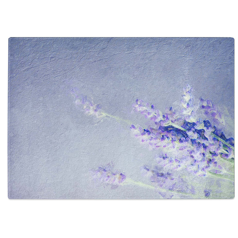 Tempered Glass Pretty Lavender Chopping Board, 28.5 cm W x 20 cm L