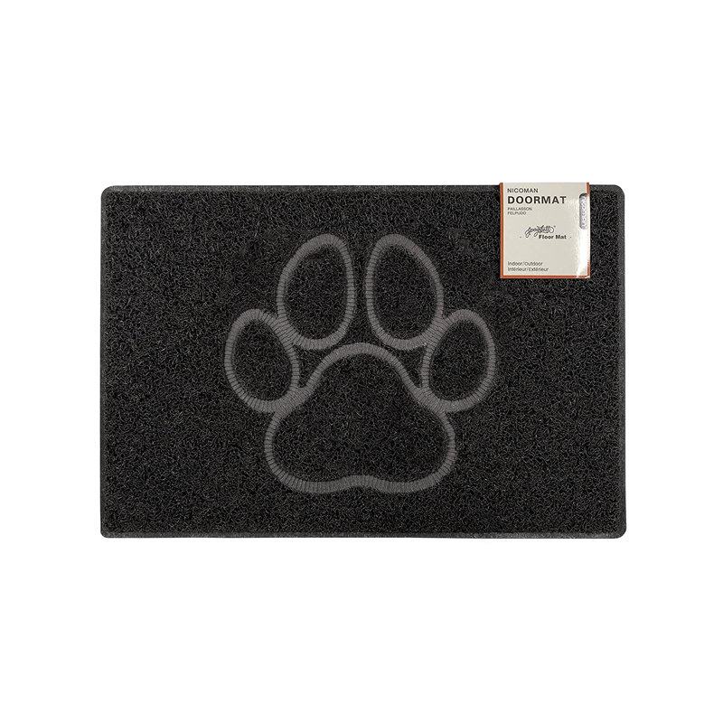 Paw Embossed Doormat, Rectangle 40 x 60cm, Black