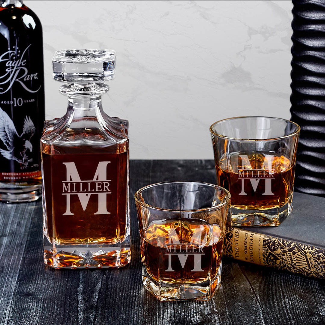 Kaity Personalized 26 oz. 3 Piece Whiskey Decanter Set Darby Home Co