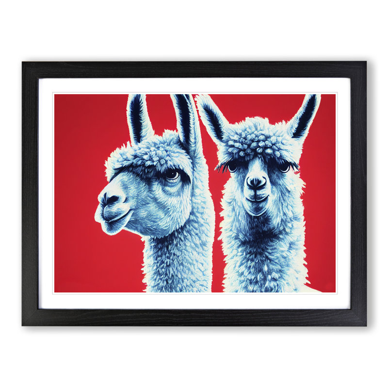 Ingenious Llamas - Single Picture Frame Print, Black, 25cm H x 34cm W x 2cm D