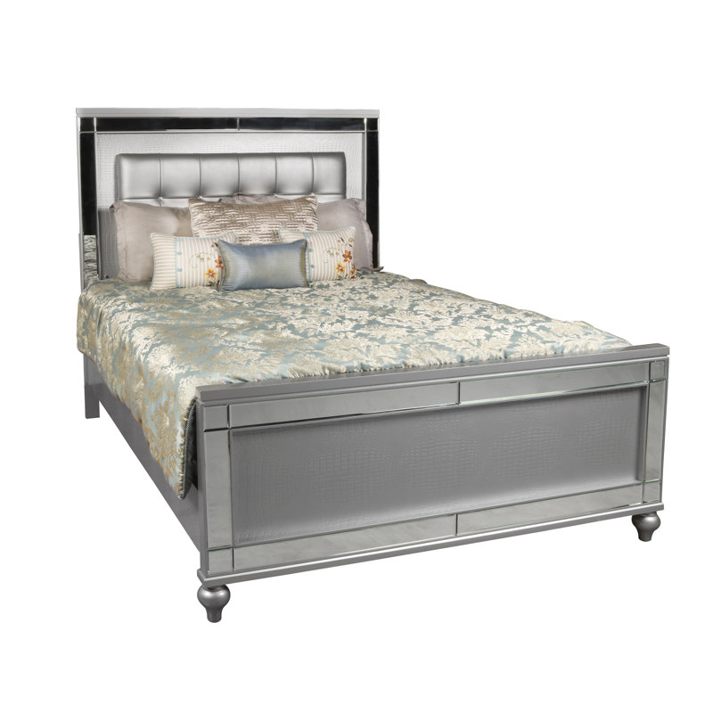 Sherley Upholstered Faux Leather Standard Bed, California King, White