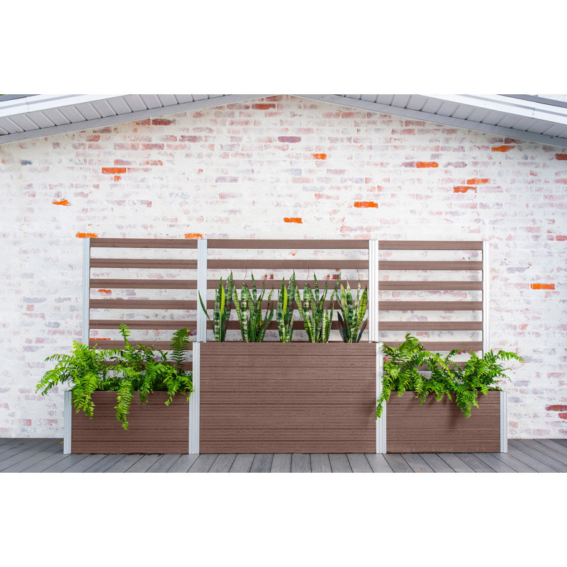 Espresso Brown Vinyl Parklette Planter Box with Trellis