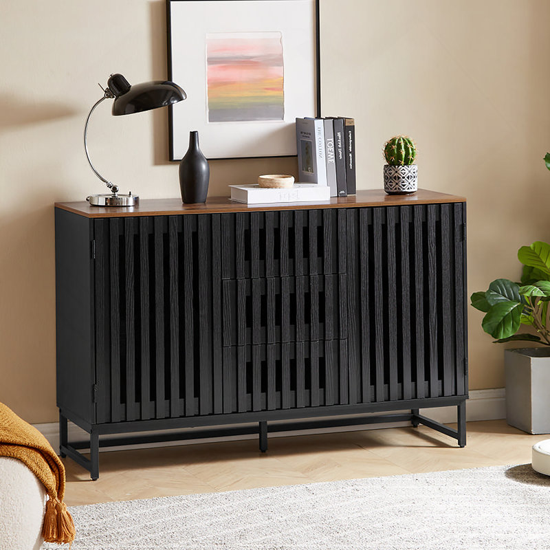 Commode horizontale en bois manufacturé à 3 tiroirs
