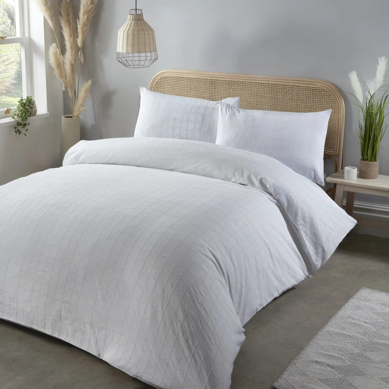 Kavina Cotton Solid Colour Duvet Cover Set with Pillowcases, Single - 1 Standard Pillowcase