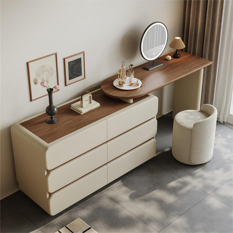 Coiffeuse avec miroir lumineux, 6 tiroirs, 1 chaise