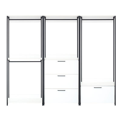 Walk-in avec finition blanche - cadre en métal, rangement très profond, pour les éléments difficiles, options de cadre de système de teinture et de grattage, dégâts d'eau,