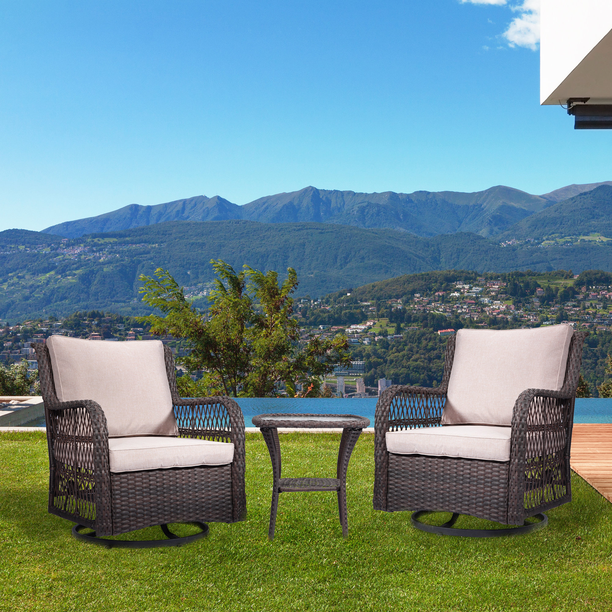 Red Barrel Studio® 2 Person Outdoor Seating Group with Cushions