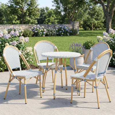 Altesa Modern Dining Set With Round Rattan Dining Table And Rattan Dining Chairs For Dining Room, Patio