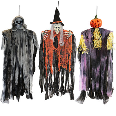 3Pcs 35” Halloween Hanging Ghosts Witch Pumpkin
