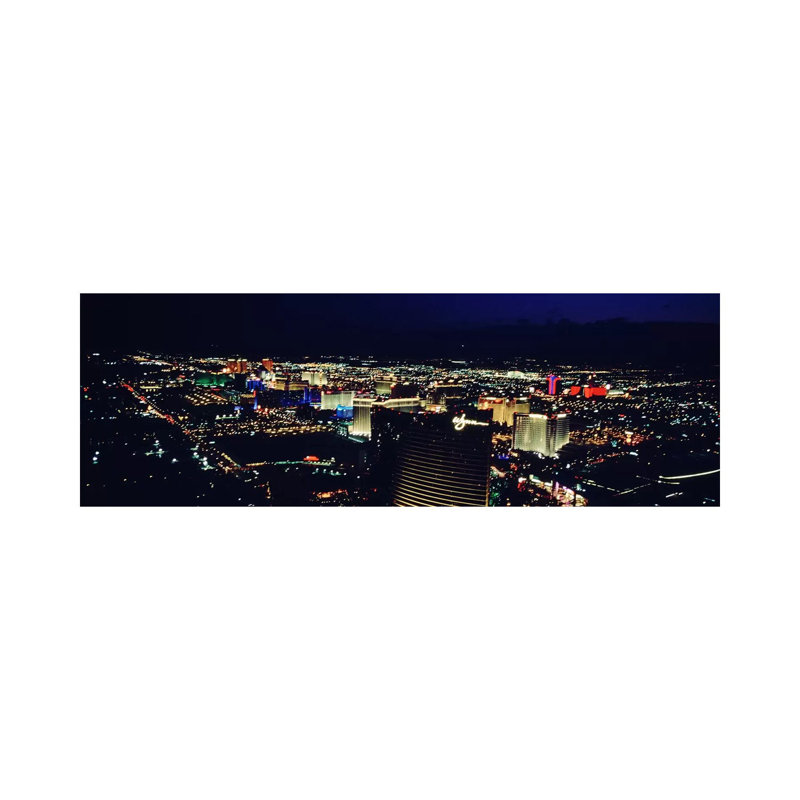 High Angle View Of A City Lit Up At Night, The Strip, Las Vegas, Nevada, USA - Wrapped Canvas Panoramic Print