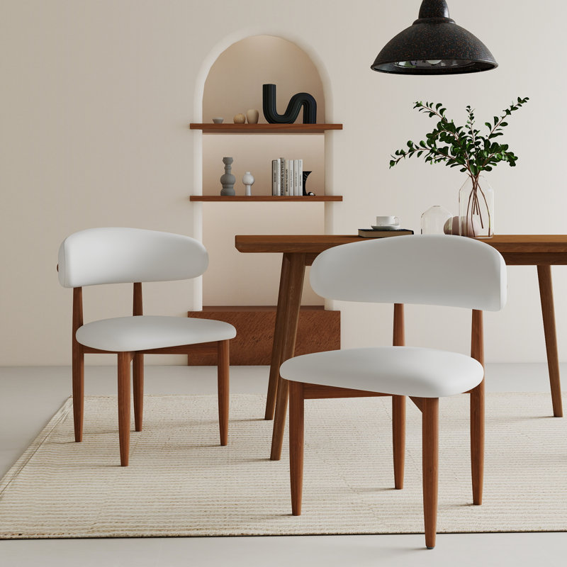Juvan Modern Upholstered Rubber Wood Faux Leather Dining Chair(Set Of 2), 2, Brown