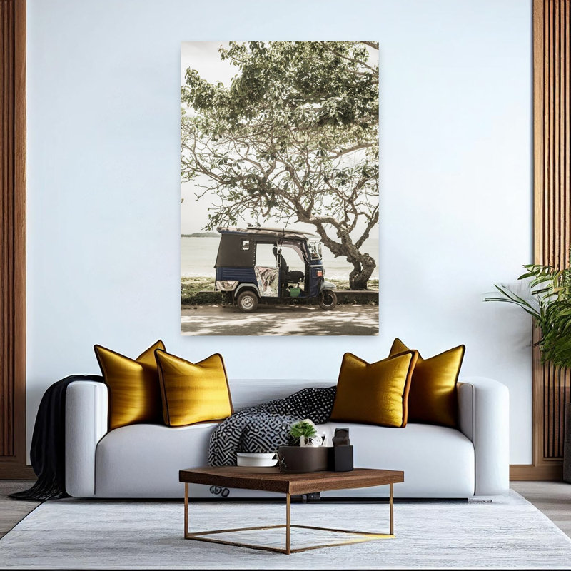 Art contemporain, paysage paisible sur une plage paisible, H 60 po x l 40 po