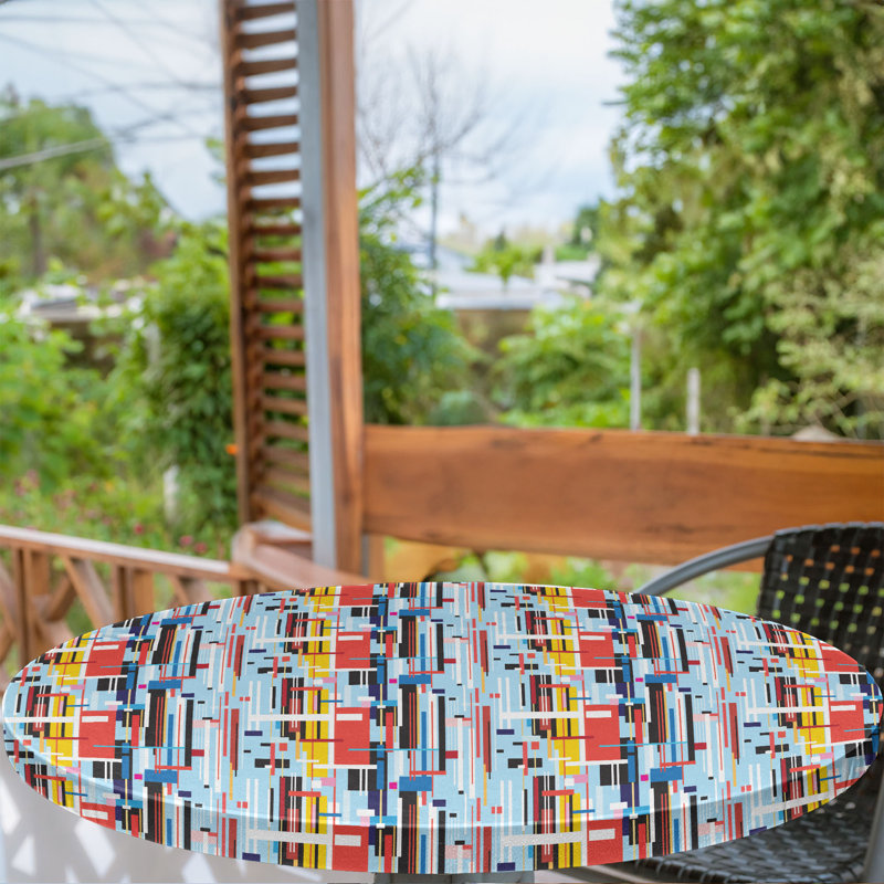 Ambesonne Modern Fitted Round Tablecloth Multicolor, 67.72" Round