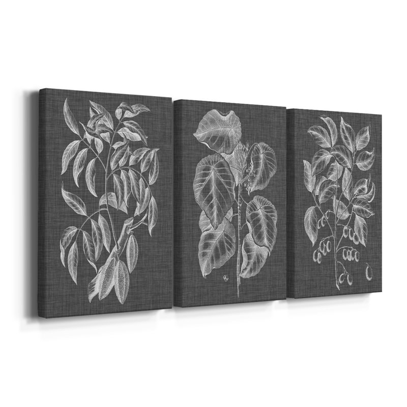 Graphic Foliage III - Toile tendue avec châssis sur mesure - 3 pièces, H 12 po x l 24 po