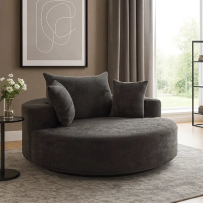 55" Oversized Boneless Swivel Round Pillow Back Sofa, Modern Comfy Lounge Seating