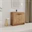Rangement de salle de bain autoportant Javare avec lavabo en céramique blanche et 2 portes d'armoire à fermeture en douceur-1942168516