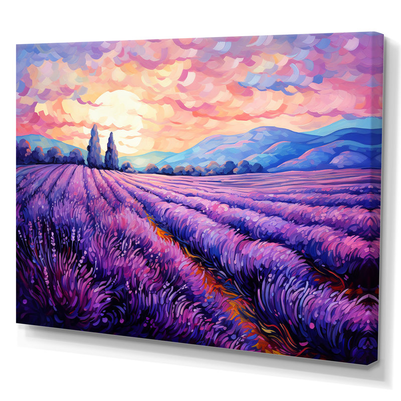 Vangogh Lavender Fields II - Vangogh, art mural sur toile par Vincent Van Gogh, peinture, H 30 po x l 40 po x P 1,5 po