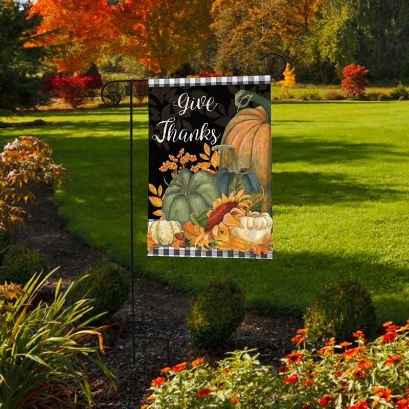 Drapeau de jardin à damier, Yellow/Black/Grey Thanksgiving