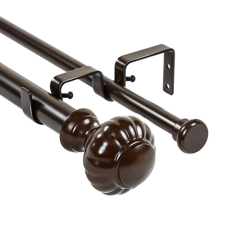 Bradbury Double Curtain Rod, Bronze, 1" H x 120" W x  1" D