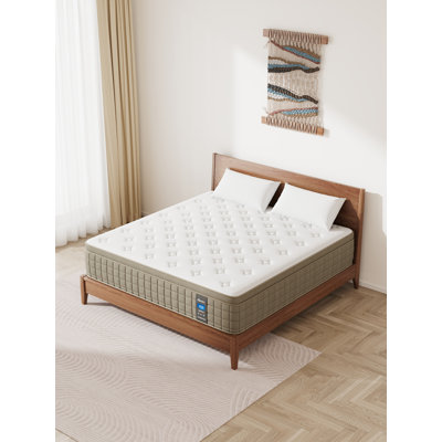 Alwyn Home Kreps Mattress 12 Inch Gel Memory Foam Hybrid Mattress Medium Firm Queen Mattress in a Box Individually Pocket Springs Breathable Pressure Relief CertiPUR-US Certified Khaki