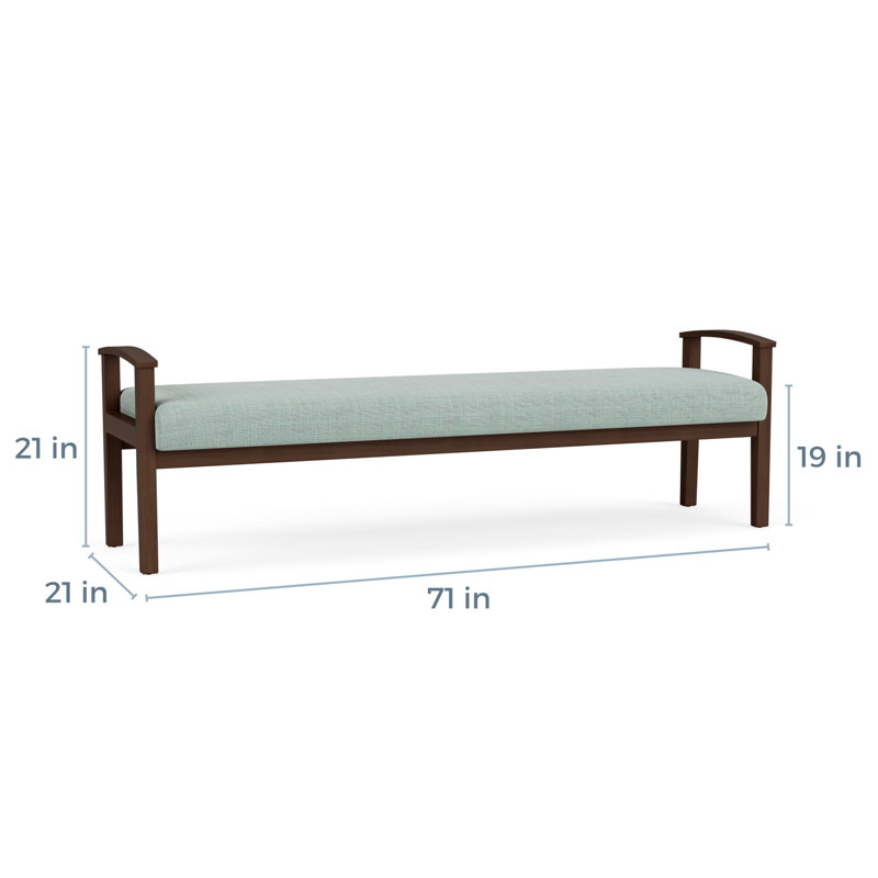 Banc en bois massif Amherst, Chambray écume de mer, Noyer Riftwood