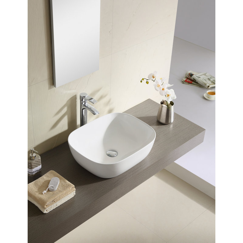 Vitreous China Square Vessel Bathroom Sink