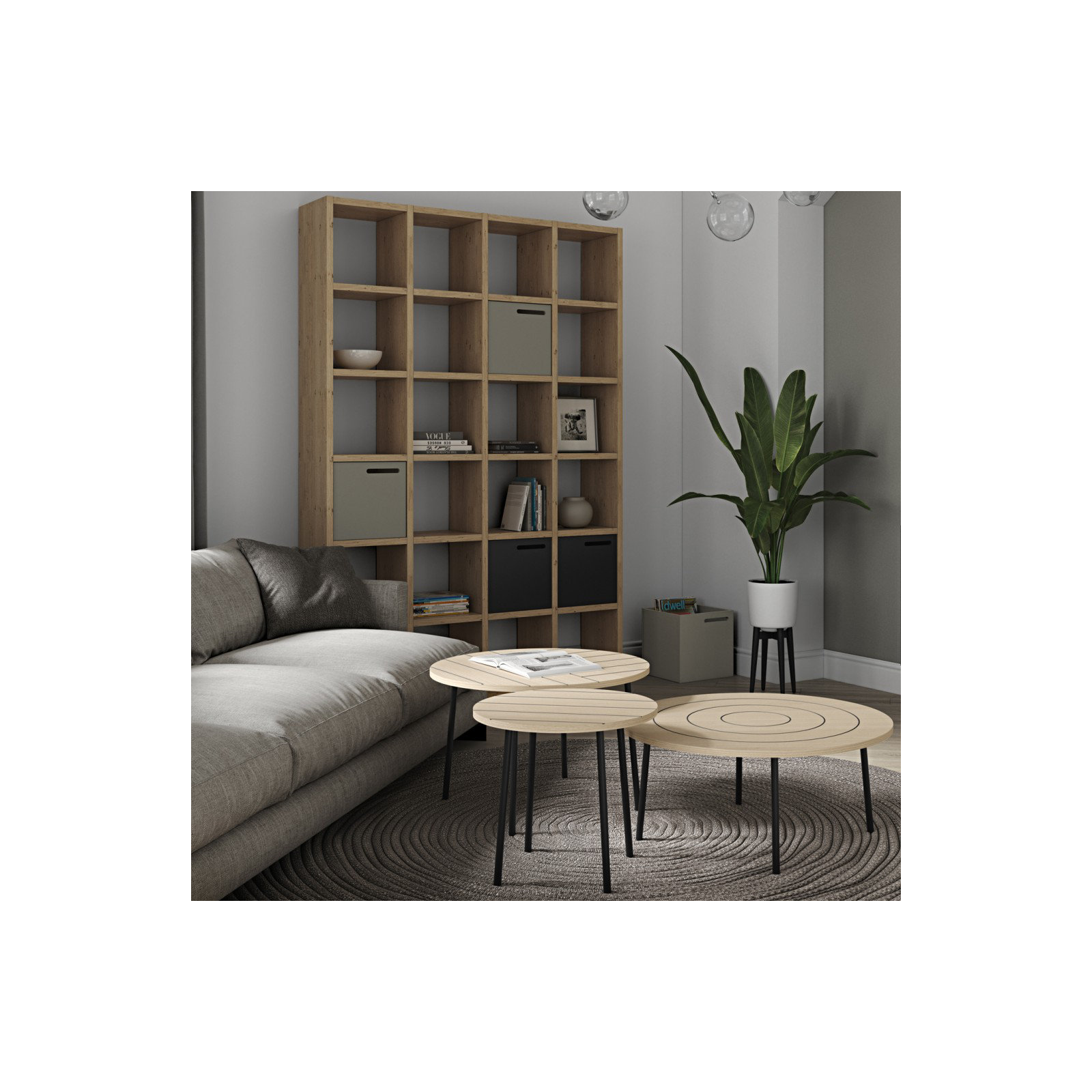 Araeya Wide Bookcase, Wild Oak