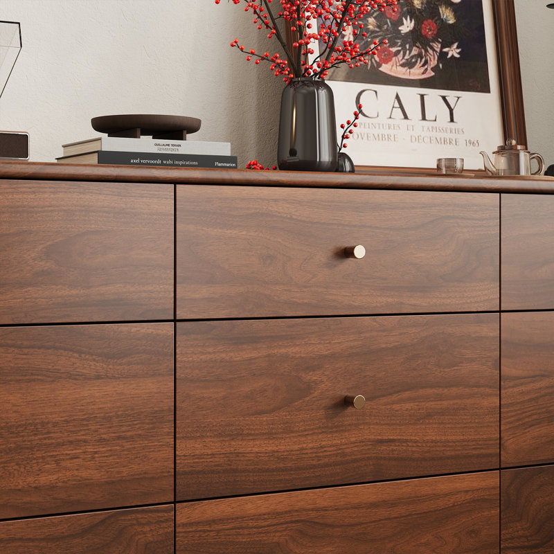 Commode 5 tiroirs noyer Mid-Century