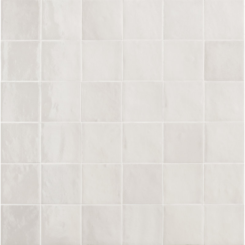 Marrakesh Zellige | 4"x4" Ceramic Wall Tile, Bianco