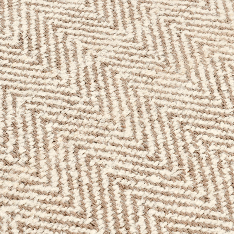 Handmade Ivory Herringbone Wool Blend Chenille 10' x 14' Area Rug