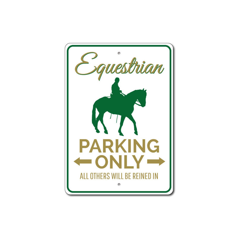 Enseigne équestre en aluminium, H 10 po x l 14 po x P 0,04 po