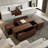Rectangular Sliding Top Coffee Table With 2 Drawers And 2 Hidden Storage Compartments