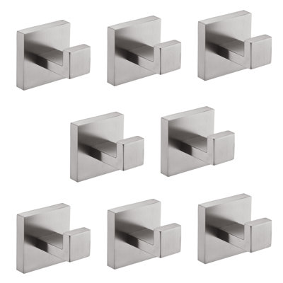 8 Pieces Towel Hook Stainless Steel Brushed Nickel Wall Mounted Rustproof Hidden Screw Design