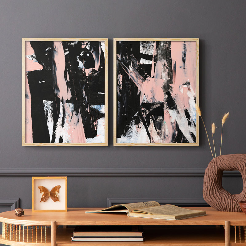 «Black & Blush I», reproduction encadrée de qualité supérieure - prête à être accrochée - aucun clou requis - aucun clou requis