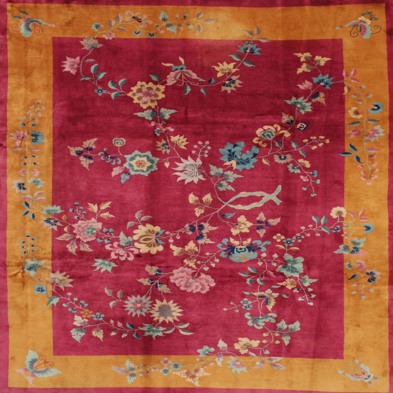Tapis oriental rouge / orange / bleu Guthrik, Rond 5 pi