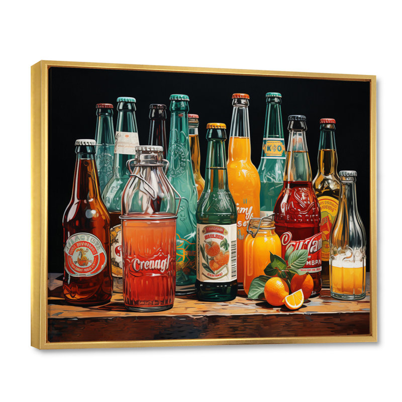Pop Art 1950S Cocktail Emotion III, reproduction d'art sur toile, 12" H x 20" W, Cadre flottant doré