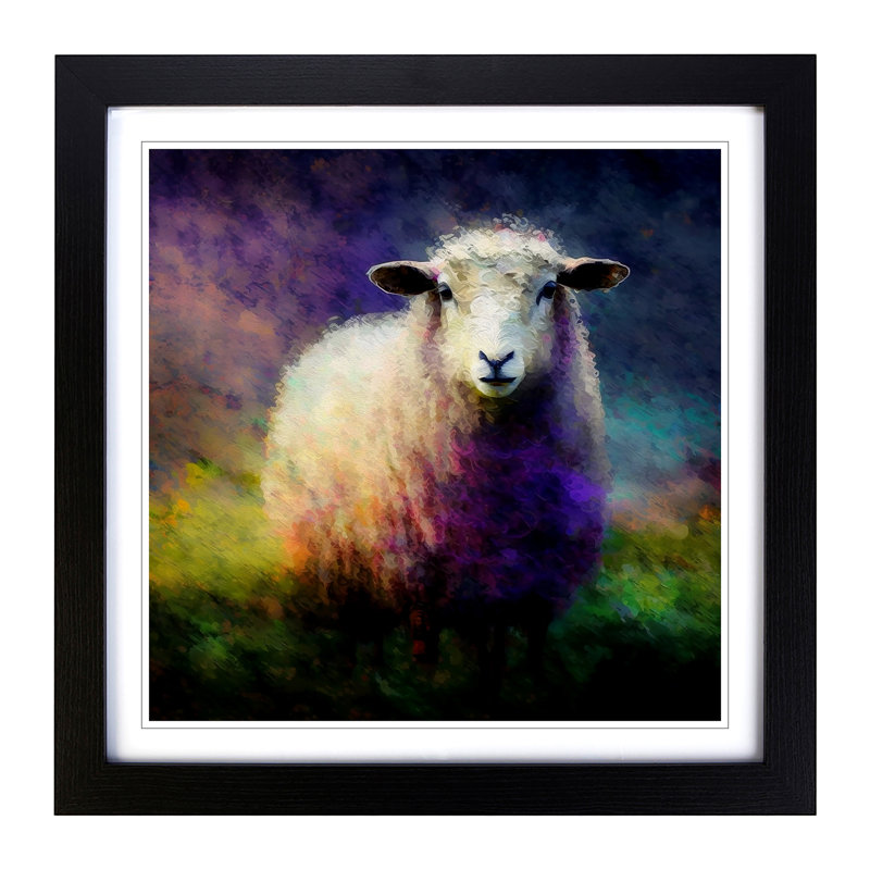 Sheep Neo-Impressionism - Framed Print, Black