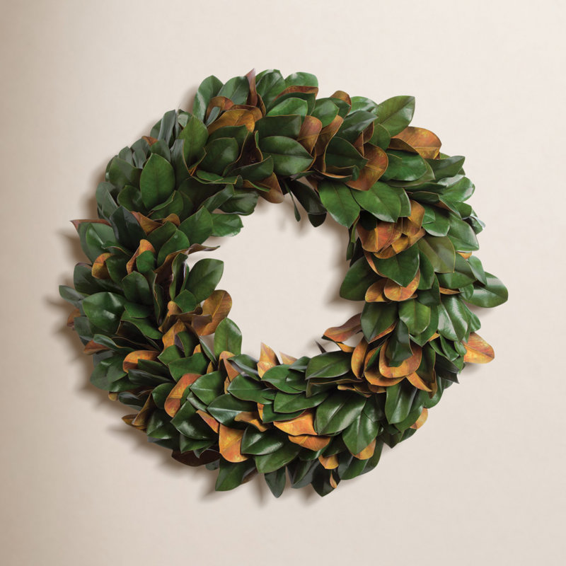Couronne en métal Barrigan Magnolia Leaf, H 24 po x l 24 po x P 4 po