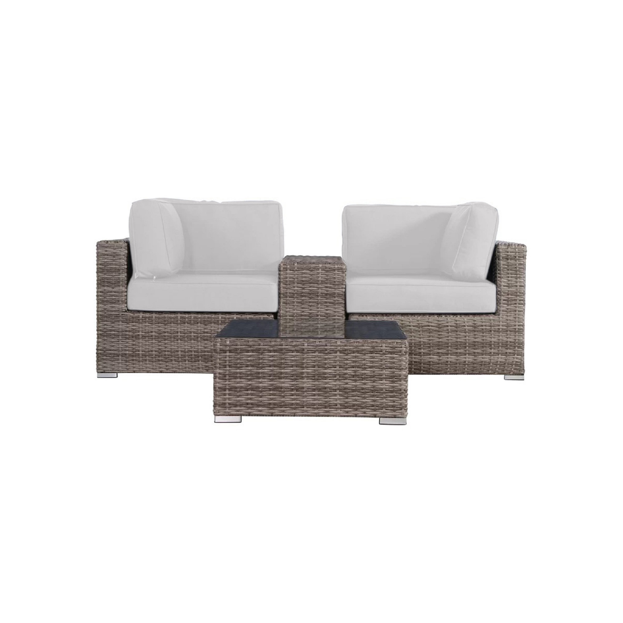 Tonioni Wicker Fully Assembled 2 - Person Seating Group with Cushions, Canvas Canvas Sunbrella® Canvas